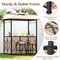 Costway 6.5 x 4 x 8 FT Grill Gazebo Set with 2 Bar Stools, Tempered Glass Bar Table Brown/Gray
